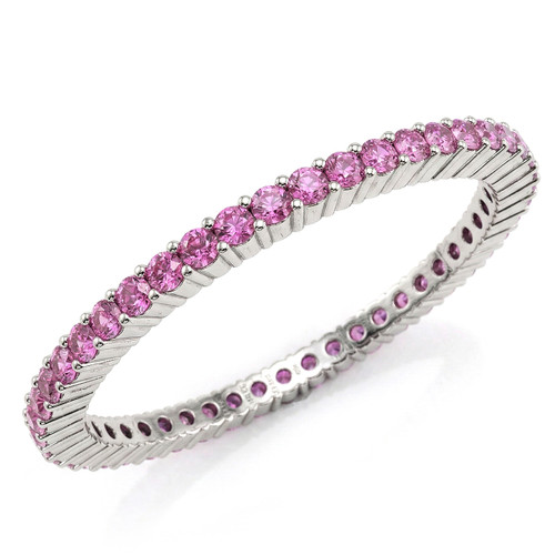 Dainty Pink Sapphire Eternity Wedding Band Bridal Ring