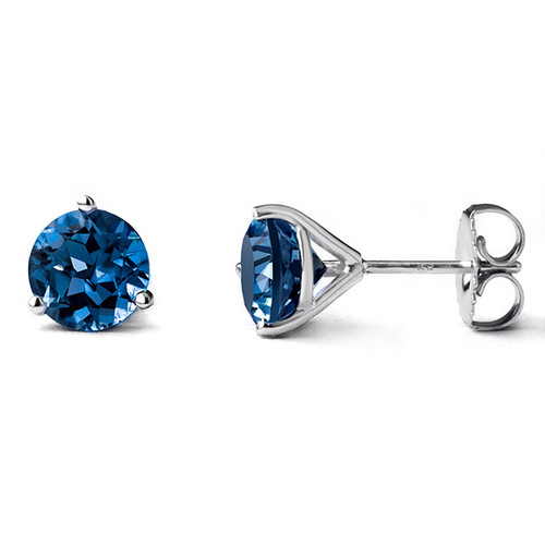 London-Blue Topaz Martini Glass Stud Earrings 14k White Gold