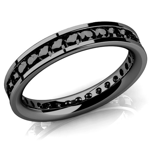 Men's 7.0mm Black Enamel Wedding Band in Gold IP Stainless Steel | Zales