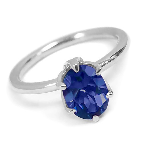 Oval Blue Sapphire Solitaire Engagement