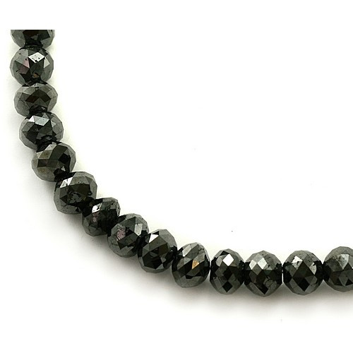 Fancy Black Diamond Faceted Bead Necklace