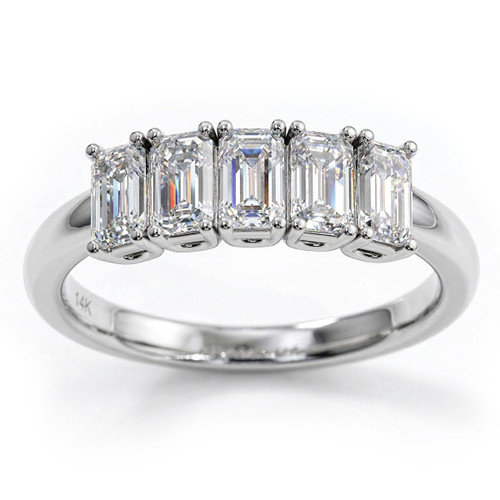 5-Stone Emerald-Cut Diamond Wedding / Anniversary Ring
