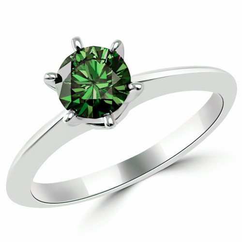 Fancy Green Diamond Solitaire Engagement Ring 6 Prongs