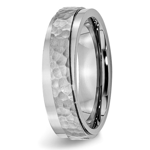 Hammered Belt Platinum Wedding Band Comfort Fit Ring
