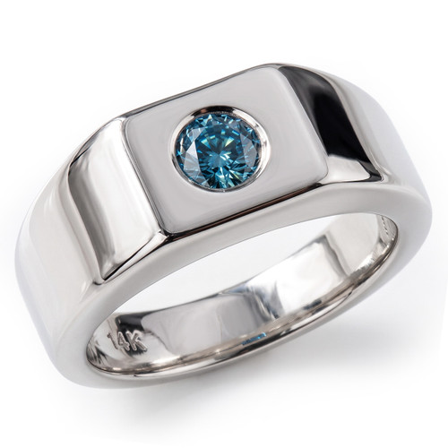 Unique Fancy Blue Diamond Men's Solitaire Ring