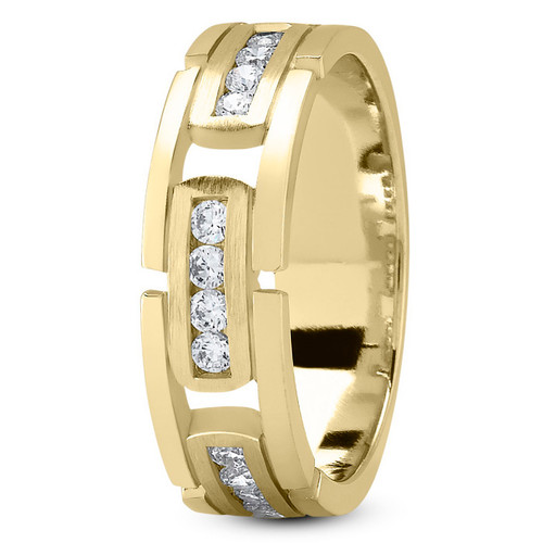 Unique Diamond Wedding Ring Men's Band Yellow Gold