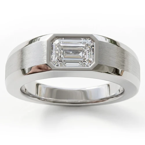 Emerald-Cut Diamond Men's Solitaire Pinky Ring