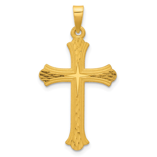 Pure 24k Gold Textured Cross Pendant Necklace