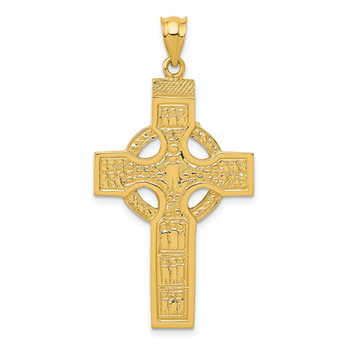 Celtic Cross Pendant Solid 14k Yellow Gold