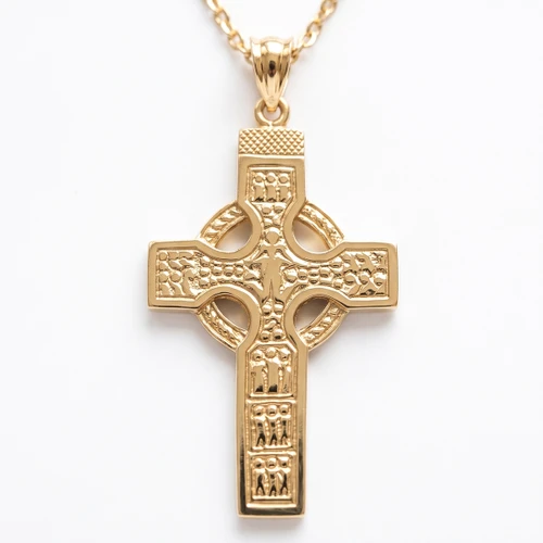 Celtic Cross Pendant Solid 14k Yellow Gold