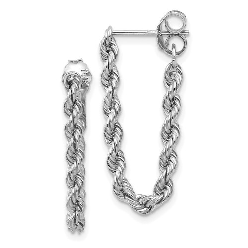 Rope Chain 14k White Gold Dangle Post Earrings