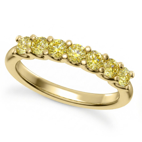 3/4ct Fancy-Yellow Diamond 7-Stone Anniversary / Wedding Ring Yellow Gold