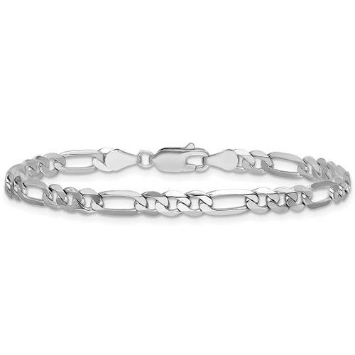 Men's 4mm Figaro Link Bracelet Polished 14k White Gold