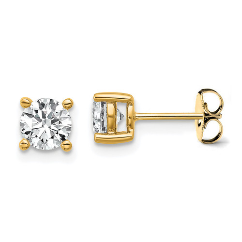 1.5 Carat Lab Grown Diamond Stud Earrings 14k Yellow Gold