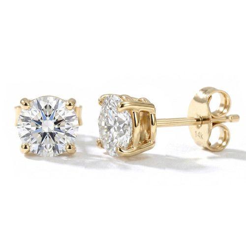 1.5 Carat Lab Grown Diamond Stud Earrings 14k Yellow Gold