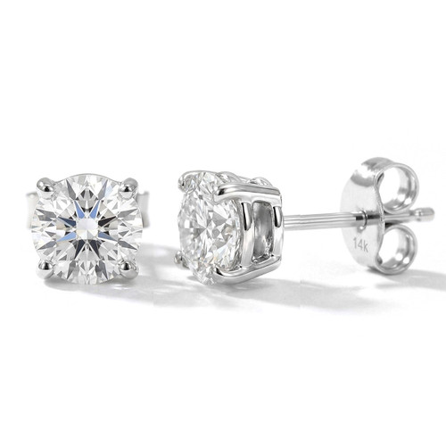 2 Carat Lab Grown Diamond Stud Earrings 14k White Gold