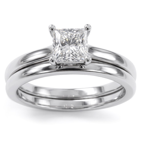 Lab Grown Princess Cut Diamond Engagement Wedding Ring Set