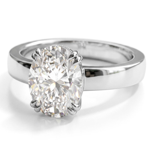 3 Carat Lab Grown Oval Diamond Solitaire Engagement Ring