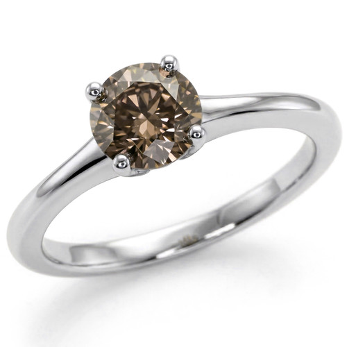 1 Carat Fancy Brown Diamond Solitaire Engagement Ring Flared Band