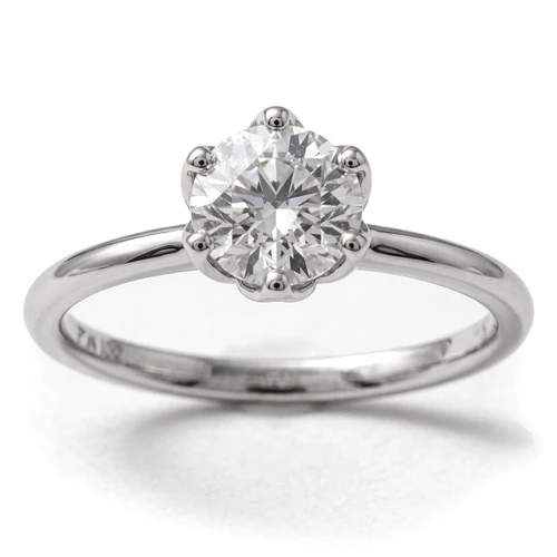 Lab Grown Diamond Flower Solitaire Engagement Ring With Petals