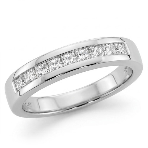 Princess-Cut Diamond Men's Wedding Band Channel Set Ring