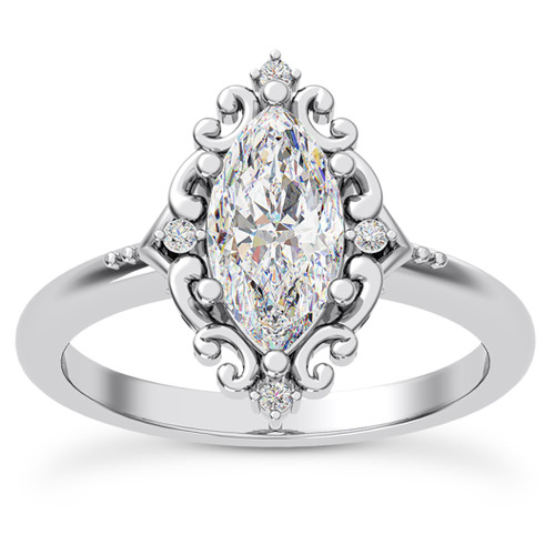 Marquise-Shaped Diamond Engagement Ring Nature-Inspired Mounting