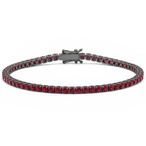 Natural Red Ruby Tennis Bracelet 14k Black Gold