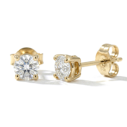 Half Carat Lab Grown Diamond Stud Earrings 14k Yellow Gold