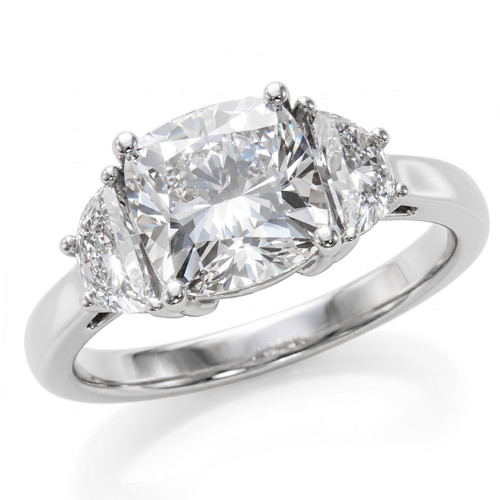 Cushion-Cut Lab Grown Diamond Three-Stone Engagement Ring