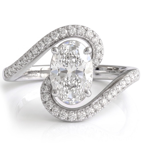 Oval Lab Grown Diamond Engagement Ring Bypass Style