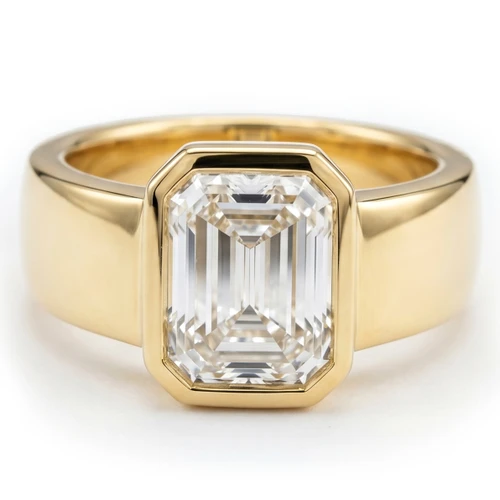 Emerald-Cut Lab Grown Diamond Men's Solitaire Ring 14k Yellow Gold