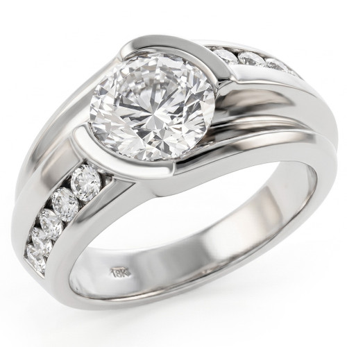 Natural Two Carat Diamond Men's Solitaire Statement Ring