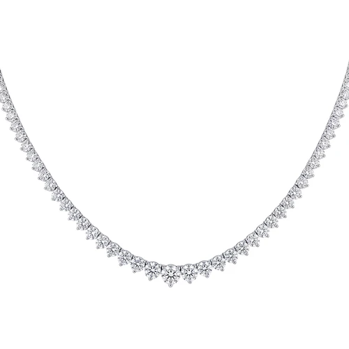 10ct Graduated Lab Grown Diamond Tennis Necklace 14k White Gold