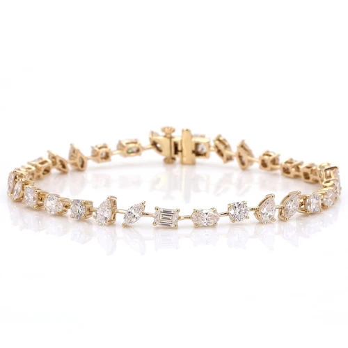 Mixed Shape Lab Grown Diamond Tennis Bracelet 14k Yellow Gold