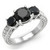 Black Diamond Engagement Ring Antique 3-Stone Design