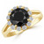 Fancy Black Diamond Halo Engagement Ring Split Band Yellow Gold