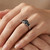 3 Carat Fancy Black Diamond 3-Stone Engagement Ring Filigree Design On Hand