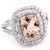 Cushion Morganite Double Halo Diamond Ring Split Band