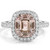 Peach Pink Cushion Cut Morganite Diamond Halo Statement Ring