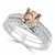 Cushion Peach Pink Morganite Engagement Ring Set