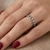 Black and White Alternating Diamond Wedding Ring Bridal Band On Hand