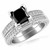 Princess Black Diamond Antique Engagement Ring Set