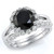 Large Black Diamond Halo Split Engagement Ring Set