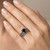 Unique Black Diamond Engagement Ring Set Vintage Style On Hand