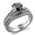 Black Diamond Vintage Engagement Wedding Ring Set