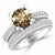 Cognac Brown Diamond Engagement Wedding Bridal Ring Set