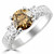 Champagne Brown Diamond 3 Stone Vintage Engagement Ring