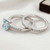 Princess Cut Blue Aquamarine and Diamonds Engagement Ring Set Side