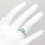 Cushion Blue Aquamarine Vintage Solitaire Engagement Ring on Hand