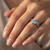 Triangular Aquamarine and Diamond Engagement Statement Ring On Hand